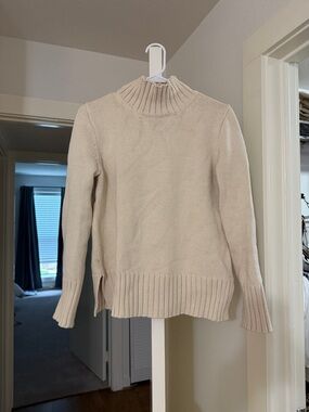J. Crew Cream Ribbed Turtleneck Sweater